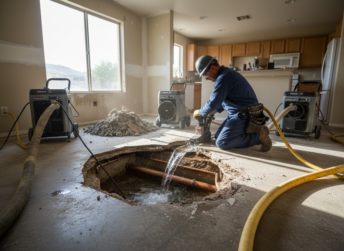 Slab Leak Water Damage Restoration in Avondale